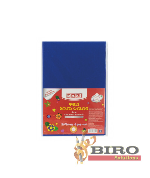 Fetru autoadeziv, 20x30cm, 180g/m2, albastru, 5 foi, MAXI
